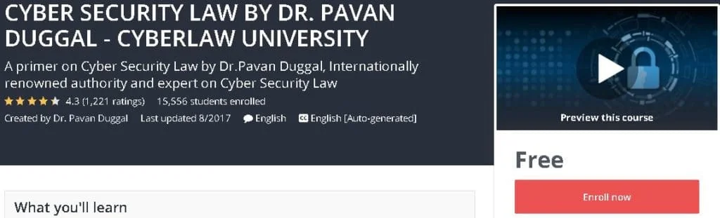Best Free Cyber Security Online Courses - Latest Cyber Security Courses 2025 Cyber Security LAW Free Course Udemy